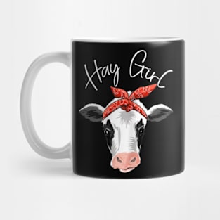 Hay Girl Farmer Funny Cattle Cow Farm Lovers Gift Women Kids T-Shirt (1) Mug